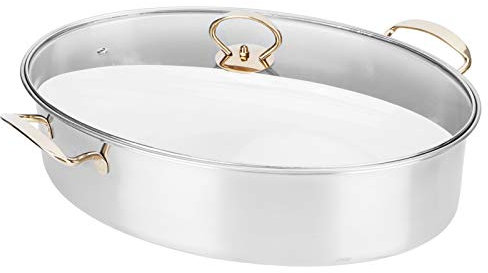 Pentola Per Pesce Al Vapore, Pentola Per Pesce Ovale In Acciaio Inossidabile 304 Di Grande Capacità Set Domestica Con Piastra Per Zuppa Bollente