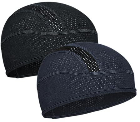 ROCK TAKIN Cooling Skull Cap Helmet Liner, Sweat Wicking Cycling Cap Under Helmet Breathable Mesh Bike Hat Motorcycle Bicycle Liner for Men Women - 2PCS