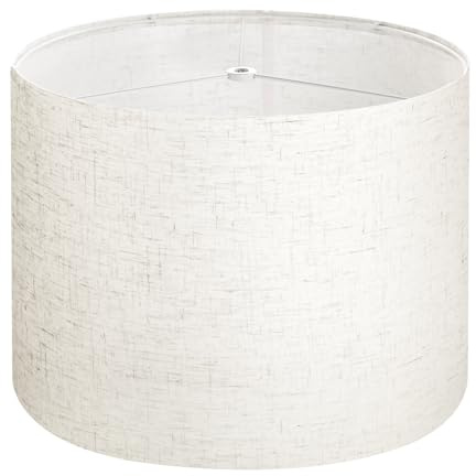 VEVOR Lampenschirm Trommel 33 x 33 x 25 cm (oben x unter x hoch), 1 Stk. mittelgroßer Ersatzschirm aus Leinen + PVC, Lampenschirm für Tischlampen Stehlampen Pendelleuchten (helles Leinen)