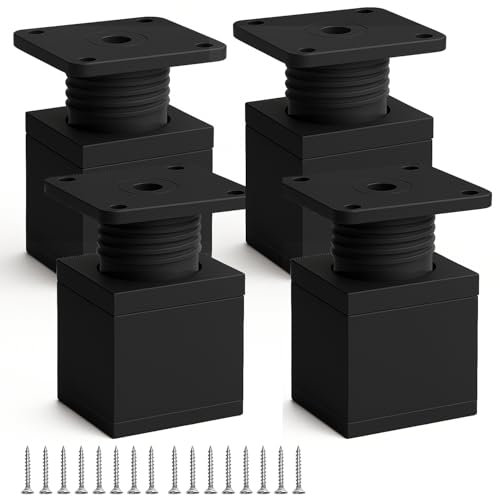 Yuexitech Set da 4 Piedini Regolabili per Mobili da Bagno – Piedini regolabili, Piedi per mobili, Zampe per mobili, Alluminio 40×50 mm, Nero