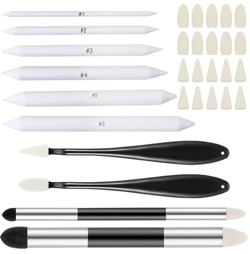 INNAL Lot de 10 Estompeur Dessin Kit Estompe en Papier Dessin pour Croquis | Stylo éponge de Mélange Double Extrémité Tortillons Réutilisables pour Croquis Professionnels