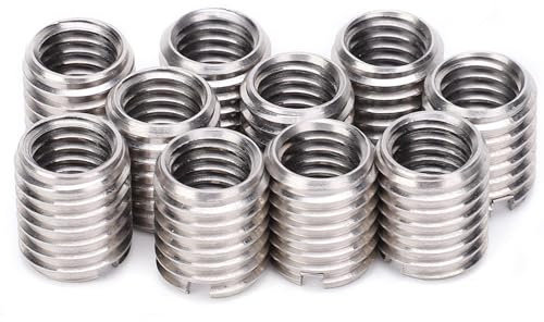 10 unidades de manguito de reparación de rosca para tuerca insertable de 12 mm de longitud, casquillo roscado de acero inoxidable M8 × 1,25 a M10 × 1,5, tuerca insertable de