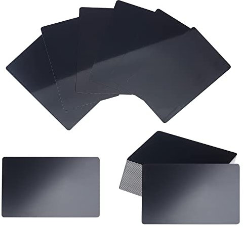 nbeads 50 Stück 0,4 mm dick Metall-Visitenkarte, 8.6x5.4 cm Schwarz Aluminium Blanko Namenskarten Lasergravierte Geschäftsvisitenkarte Für Bürokunden DIY Geschenkkarten