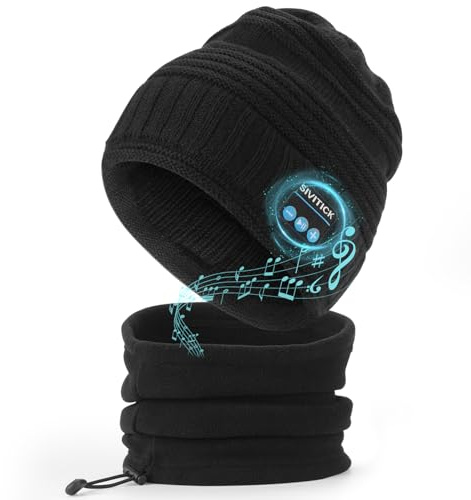SIVITICK Cappello Bluetooth 5.0 e Scaldacollo Uomo Idee Regali Natale Originali Cappello Invernale Berretto con Cuffie Uomo Donna papà Ragazzo Amicha Utili Compleanno Regalo