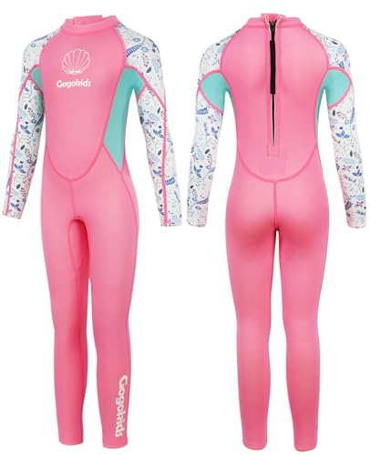 Gogokids Kids Wetsuit Long Sleeve 2.5mm - Boys Girls Neoprene Swimming Wetsuit with UV Protection 50+ & Back Zipper, Warm Full Wetsuit for Swimming Surfing Beach, Ages 2-10 Boys Girls