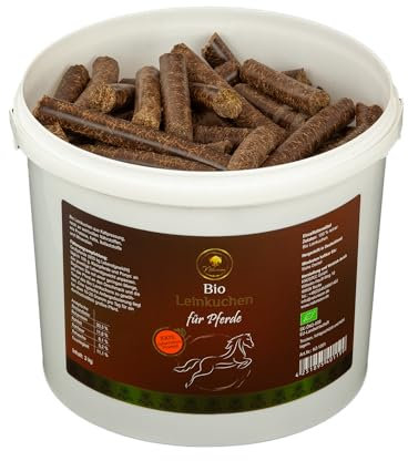 Naturezon® - Bio Leinkuchen Pellets für Pferde 3kg - 100% naturrein - Presskuchen ohne Melasse und Zusätze - Gesunde Leckerli für Pferde