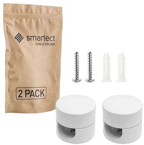 smartect Support Mural et plafonnier en Aluminium pour Câbles [2 pièces, Blanc] Fixation au Plafond avec vis et chevilles, Support de Câble en saillie pour vos projets DIY