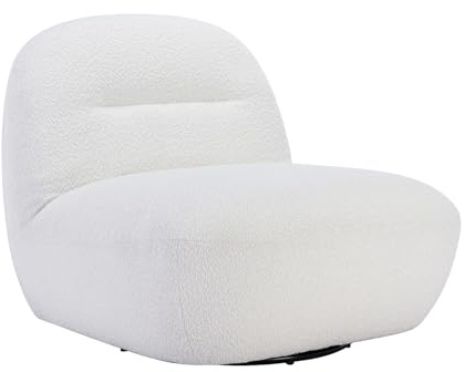 Vente-unique - Sillón Giratorio de Terciopelo Blanco POZETI