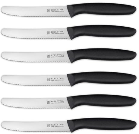 targzier Frühstücksmesser 6 Stück,Tafelmesser mit Wellenschliff, Tomatenmesser set aus Edelstahl,Scharf Messerset für Haus und Restaurant,jausenmesser,Buttermesser,Spülmaschinenfest