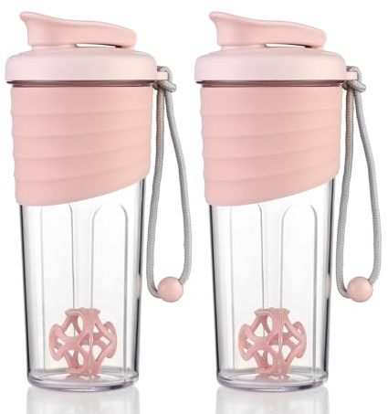 OUOUMUF Protein shaker flaska 700 ml, Tritan, BPA-fri, rosa, fitness och utomhussport, 700 ml, plast