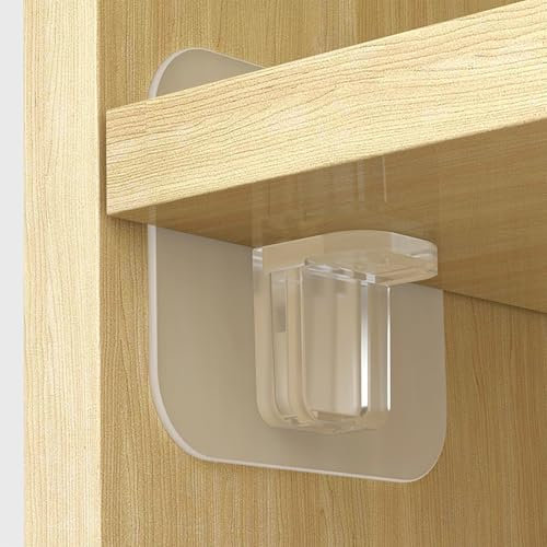 Support Etagere Invisible, Etagere Sans Percer, Lot de 14 Supports d'étagères Autocollants Support d'étagère Transparent Adhésif Sans Perçage Crochets Adhésifs pour étagères Placard Penderie
