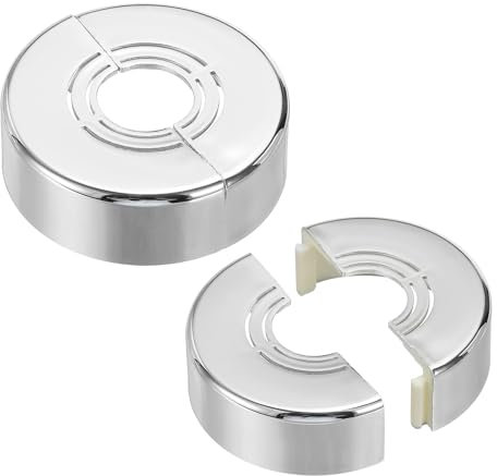 PATIKIL Placa de Cubierta Dividida de Pared 20/25/32mm, 2Pcs 20mm Espesor Placa de Escudo Redonda de ABS Gruesa y Recortable para Decoración de Grifo de Tubería de Agua, Plateado