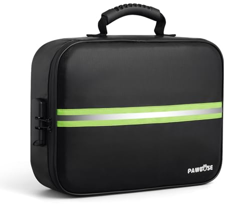 PAWBOSE Caja Fuerte Ignífuga con Cerradura, Bolsa para Documentos Ignífuga, Tarjeta, Certificado Importante con Organizadora de Varias Capas, Bolsa de Documentos para el hogar Oficina Viajes