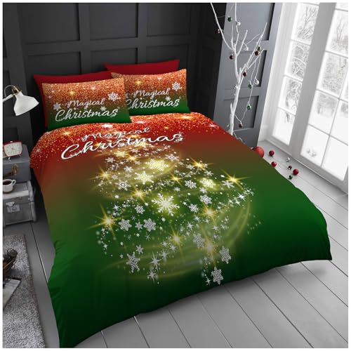 GC GAVENO CAVAILIA Juego de Funda de edredón con diseño de árbol de Navidad, Juego de Cama Doble con Fundas de Almohada, de poliéster hipoalergénico Suave (200 x 200 cm), Ropa de Cama de Invierno de