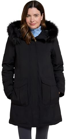 Mountain Warehouse Aurora Daunenjacke für Damen - Wasserfeste, atmungsaktive Winterjacke, versiegelte Nähte, daunenfestes Futter - Ideal für Camping im Winter Schwarz Damengröße EU 36