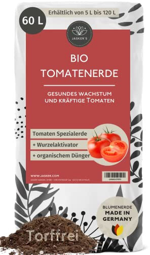 Bio Tomatenerde 60 L - 100% Torffreie Bio Erde - Mit Dünger und Wurzelaktivator - Blumenerde Tomaten und Gemüseerde - Tomatenerde torffrei - Hochbeeterde Bio