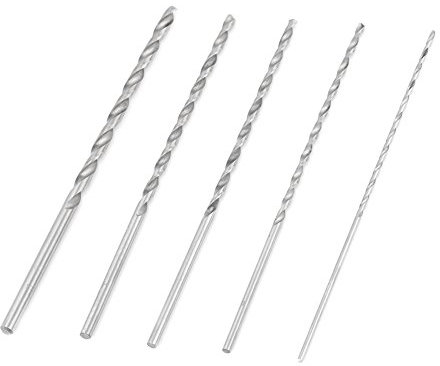 Juego de Brocas Extra Largas Broca Helicoidal de Vástago Recto de Acero de Alta Velocidad Diámetro de 2/3/3.5/4/5 mm Larga de 150 mm ~ 160 mm para Madera Aluminio Plásticos