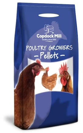 Copdock Mill Poultry Growers Pellets 5kg - Chicken Feed to Support Growth from Chick to Adult - Suitable for Chickens 6 Weeks Old - High Protein Chicken Food