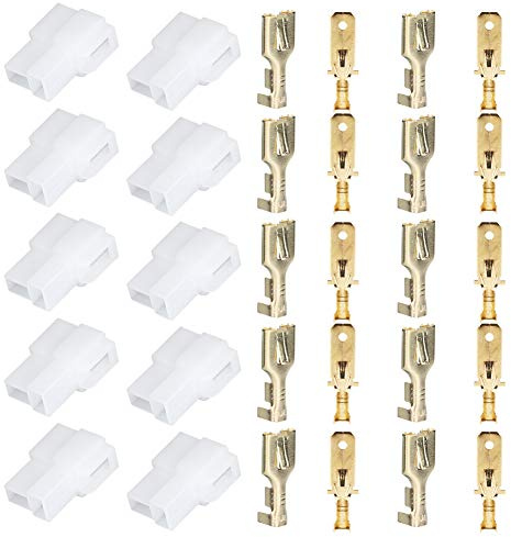 Radio Power Plug, T-Type 2 Pin Way Electrical Automotive Wire Connector Male Female Socket Plug and Pin Header Crimp Wire Terminals Kit Fit for Kenwood for Yaesu Car FT-7800R