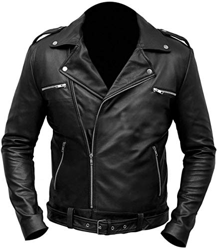 Aksah Fashion Walking Dead Negan Veste en cuir véritable pour homme Noir