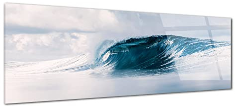 Tableau plexiglass, cadre déco sur verre acrylique, décoration murale, impression sur plexi, Tableau déco verre acrylique La vague parfaite, 80x30 cm
