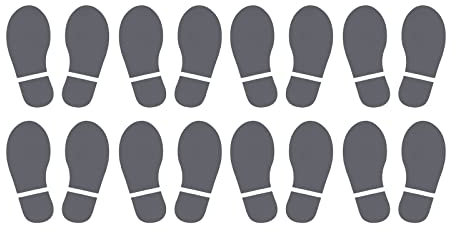 PATIKIL 5.9x2.5 Fußabdrücke Boden Aufkleber 8 Paare PVC Schuhe Fußabdruck Boden Wand Treppe Abziehbild Aufkleber für Hause Klassenraum Deko Dunkelgrau