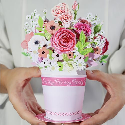 Diese-Klappkarten Glückwunschkarte mit 3D Blumenstrauß - Pop Up Karte mit bunten Blumen - Geburtstagskarte Gute Besserung Karte Dankeskarte Gutschein