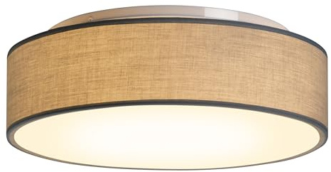 Zedelmaier Deckenlampe LED Deckenleuchte rund lampe decke Taupe E27x1/40W | Stoff lampenschirm für Wohnzimmer,Schlafzimmer,Kinderzimmer,Flur,Schlafzimmerlampe,LED geeignet,Ø30xH12,5cm,ohne Leuchtmittel
