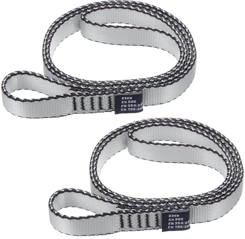 PATIKIL 24 Zoll Nylon Kletterschlingen, 2er Pack Starke Gurtbänder 18mm Kletterschlingen für Aerial Yoga Hängematte, Grau