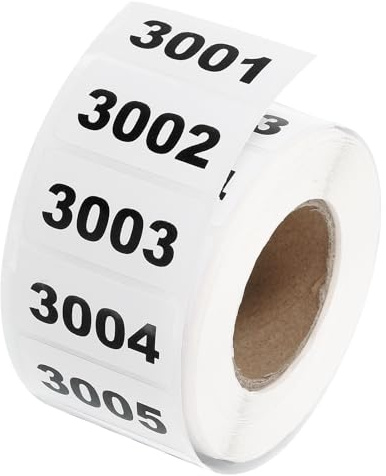 sourcing map 1 Roll Inventory Number Sticker, 3001-4000 Consecutive Numbered Labels Self Adhesive Waterproof Labels Tag for Storage Classification Supplies (1.6x0.8 Inch)