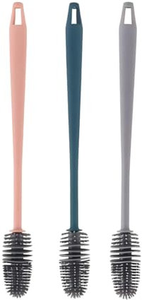 Spazzola per bottiglie, spazzola per bottiglie in silicone, adatta per lavare bottiglie, caraffe e thermos, silicone, confezione da 3 pezzi.