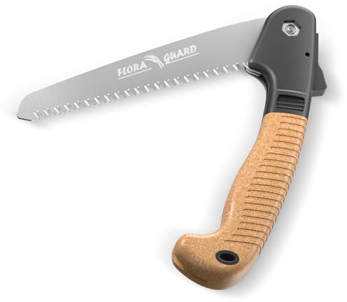 FLORA GUARD Folding Hand Saw, 7 Inch Premium Pruning Saw, Quality SK-5 Steel, for Bushcraft, Camping, Wood, Tree Pruning, Trimming (Gold)