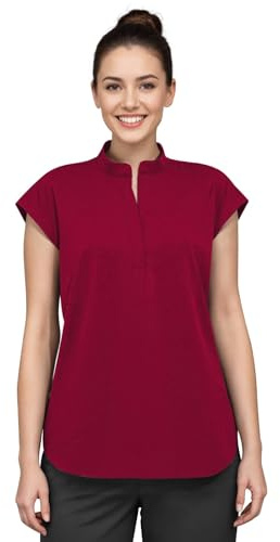 Anwrtuk Scrub Tops for Women,Medical Stand-up Collar Short Sleeve Workwaer