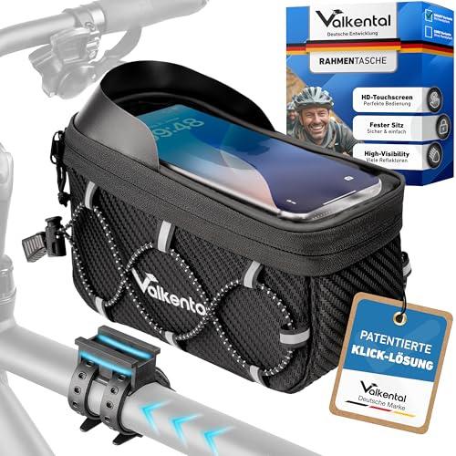 Valkental Fahrrad Rahmentasche mit Schnellspanner & Handytasche