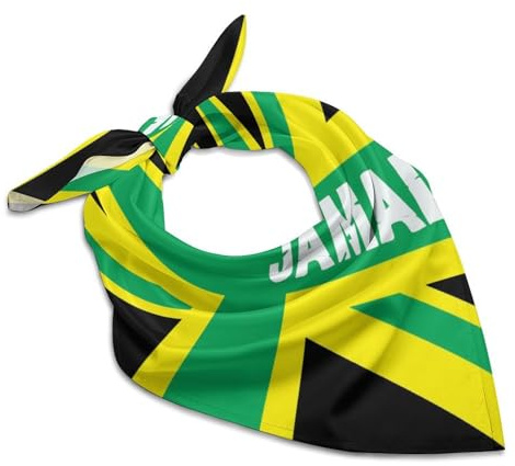 SMAZDFXX Jamaican Kingdom Flag Fashion Head Scarf for Women Silk Like Bandana Kerchief Satin Square Scarves Gifts