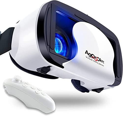 Gafas VR, Compatible con Phone y Android Phone,VR Gafas de Realidad Virtual - Luz Anti-Azul, Enfoque Ajustable,Compatible con teléfonos móviles de 5 a 7 Pulgadas-Blanco