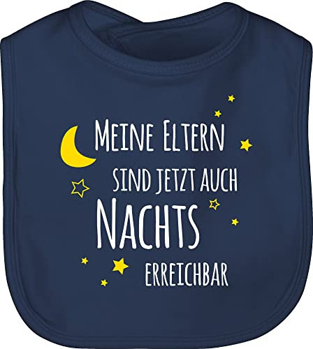 Shirtracer Baby Lätzchen - Sprüche - Meine Eltern sind jetzt auch nachts erreichbar I - Unisize - Navy Blau - geschenke zur geburt für jungen lustige babysachen spruch strampler babylätzchen