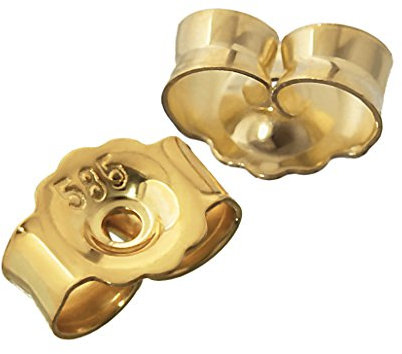 NKlaus 1 Paar 585 Gelbgold 14 Karat Gold 5,2mm Gegenstecker für Ohrstecker Ohrringe Ohrstopper Pousetten Ohrmutter Butterfly Schmetterling Verschluss Loch: 0,8mm 4822