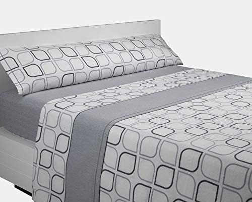 SABANALIA - Juego de sábanas Franela Spring (Disponible en Varios tamaños y Colores), Cama 90, Gris