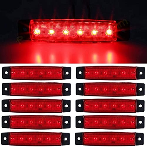 GSRECY 10 pz 3.8 6 LED 24V Indicatori laterali a LED per rimorchi luci per camion, luce di posizione posteriore, luci di posizione per cabina di camion, luce di posizione per camper (rossa)