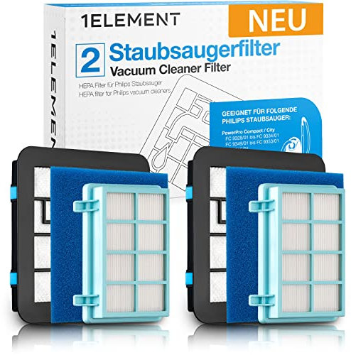 2 Filter für Philips PowerPro Compact, City & Active – ersetzt FC8010/02 – Staubsaugerfilter passend für FC9331, FC9332, FC9333, FC9555, FC9556
