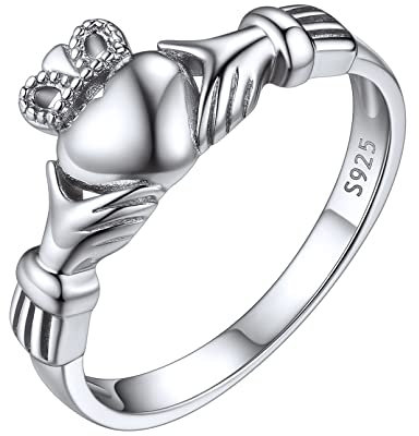 ChicSilver Silber Claddagh Ring für Damen Mädchen schöner herz Ring in Ringgröße 16.5 Promise Ehering Verlorbungsring Hochzeitsring Freundschaftsring für Braut Brautjungfer