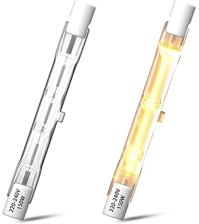 Luxvista 150W R7S 78mm Halogenlampe Dimmbar Warmweiß 2800K J78 T3 Super Heller Projektor Abstrahlwinkel 360° Lineare Glühbirne Doppelkopf Dimmbar (2 Stück)