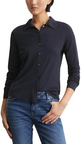 Marc OߴPolo Mujer Blusa de punto de tejido elástico con cuello francés, Azul (Manic Midnight), M