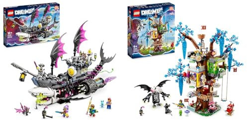 LEGO 71469 DREAMZzz Albtraum-Haischiff, Baue 2 Arten des Piraten-Boot-Spielzeugs & 71461 DREAMZzz Fantastisches Baumhaus Set, Baue 2 Versionen