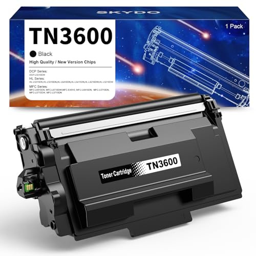 Skydo TN3600 Cartouche de Toner, Dernières Chip, Compatible pour Brother TN3600XL TN3600XXL pour HL-L5215DN, MFC-L5710DN, HL-L5210DN, DCP-L5510DW, HL-L5210DW (1 Noir - Up to 3000 Pages)