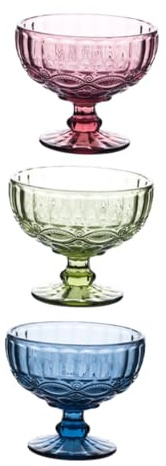 Alipis Cuencos Postres Individuales Resistentes al Calor y Seguros Set de 3 de Vidrio Diseño Floral Ideales para Fiestas y Celebraciones en Cocina Elegante