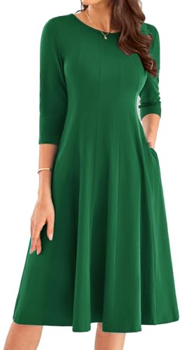 GRACE KARIN Abito midi da donna vintage a linea A con maniche 3/4 per ospiti matrimonio, UK Prom formale vintage