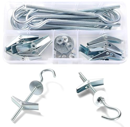 Lyeteung 10 juegos de tacos M4 con muelle, inclinables, ganchos de techo para placas de yeso, con tuercas hexagonales, arandelas, para paneles de yeso, paredes huecas, tablones, plantas colgantes