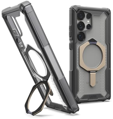 URBAN ARMOR GEAR Plasma XTE Case Samsung Galaxy S25 Ultra Kickstand Housse (Designed for Samsung certified, Wireless Charging compatible Cover, Handyhülle aufstellbar) ash (transparent)/titane